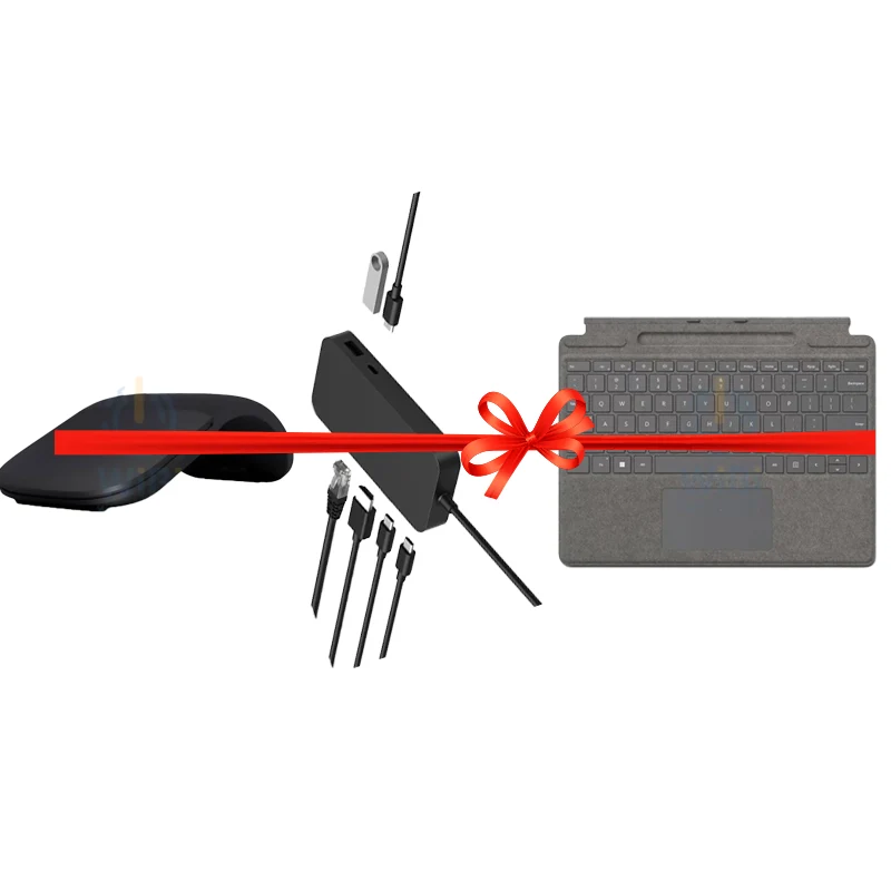 محطة إرساء مايكروسوفت سيرفس USB4 + ماوس مايكروسوفت سيرفس آرك + لوحة مفاتيح مايكروسوفت سيرفس برو سيجنتشر، عرض باقة