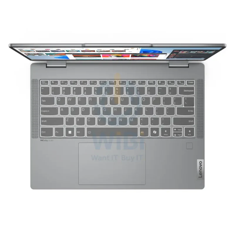 لابتوب قابل للتحويل لينوفو آيديا باد 5 ‏2 في 1 جيل 9 - حجم 14 بوصة WUXGA OLED باللمس / i7 / 16 جيجابايت / 1 تيرابايت (محرك أقراص صلبة SSD بتقنية NVMe M.2) / ويندوز 11 هوم / ضمان سنة / عربي/إنجليزي / رمادي لونا