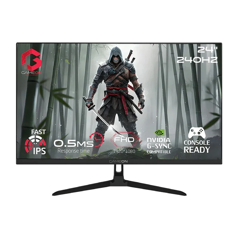 شاشة ألعاب جيم أون GOESP24240IPS سلسلة إي سبورتس - حجم 24 بوصة FHD / 240 هرتز / 0.5 مللي ثانية / DisplayPort / HDMI - أسود