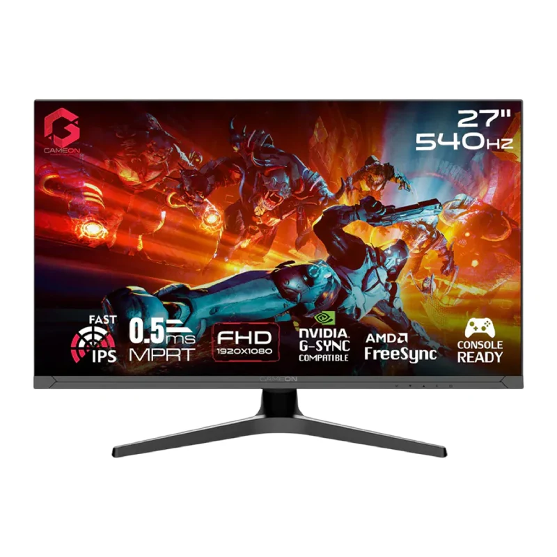 شاشة ألعاب جيم أون GOTX27FHD540IPS من سلسلة تايتن برو X، مقاس 27 بوصة، FHD، تردد تحديث 540 هرتز، زمن استجابة 0.5 مللي ثانية، HDMI، ديسبلاي بورت، باللون الأسود