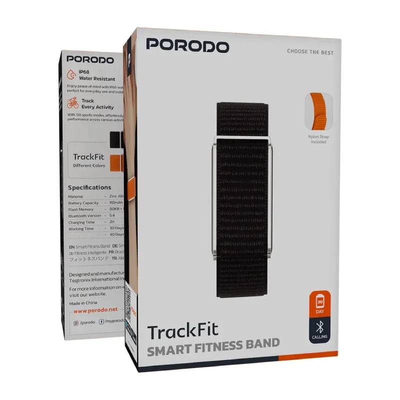 Porodo TrackFit Smart Fitness Band - Bluetooth / 110mAh / Silver