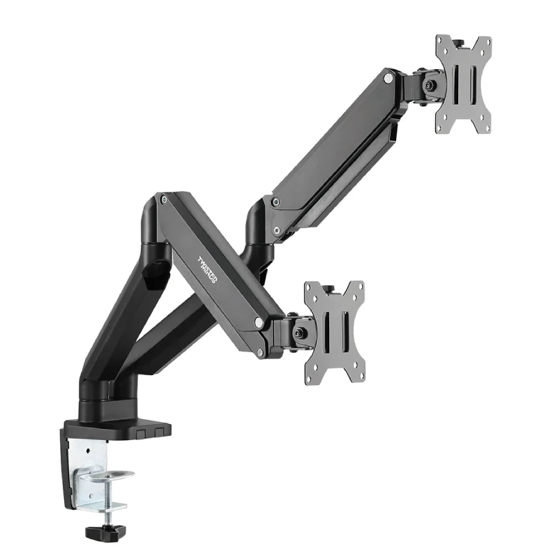 Twisted Minds Dual Monitor Aluminum Slim Mechanical Spring USB Monitor Arm - 17"-32" Inch / Matte Black