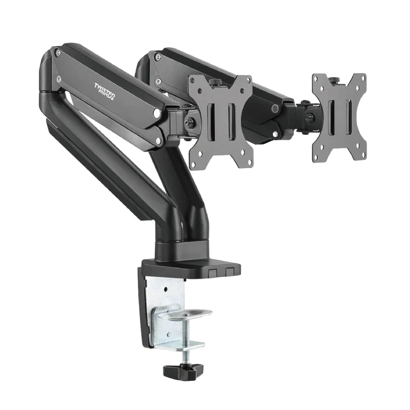 Twisted Minds Dual Monitor Aluminum Slim Mechanical Spring USB Monitor Arm - 17"-32" Inch / Matte Black