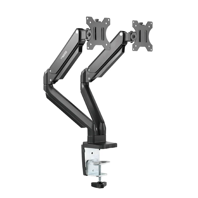 Twisted Minds Dual Monitor Aluminum Slim Mechanical Spring USB Monitor Arm - 17"-32" Inch / Matte Black