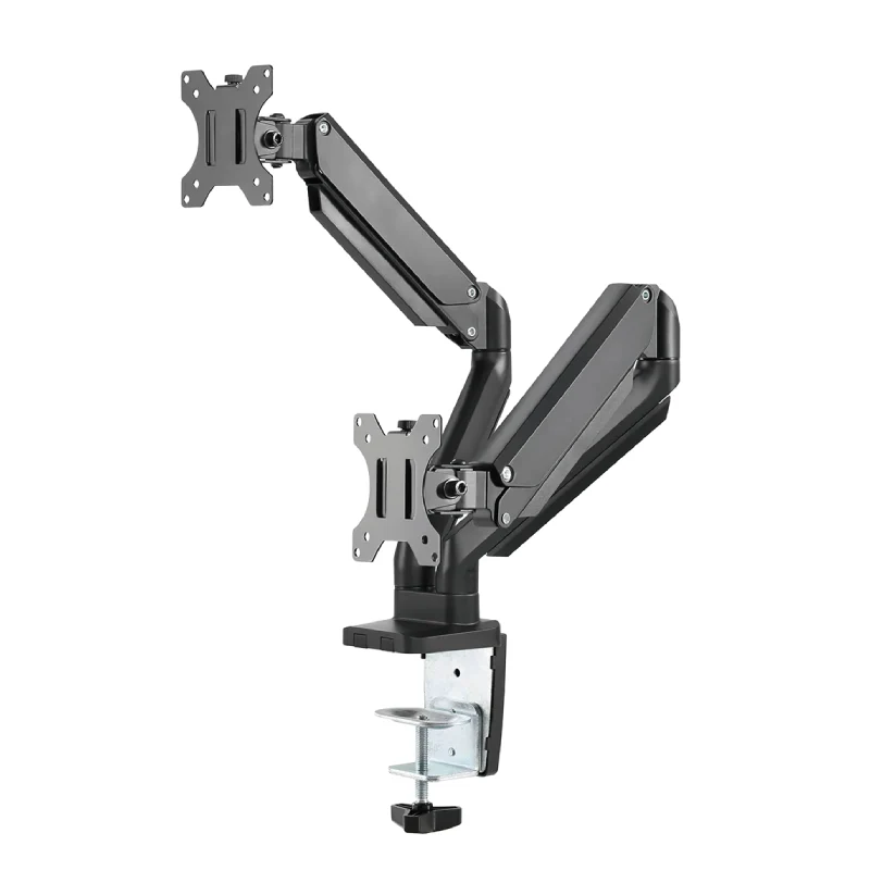 Twisted Minds Dual Monitor Aluminum Slim Mechanical Spring USB Monitor Arm - 17"-32" Inch / Matte Black