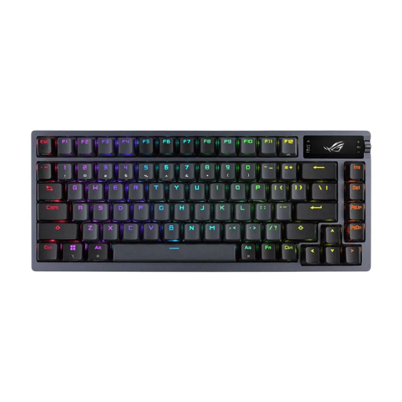 لوحة مفاتيح ألعاب ميكانيكية لاسلكية أسوس آر أو جي أزوت 75% RGB، DIY، EN/AR، Gunmetal
