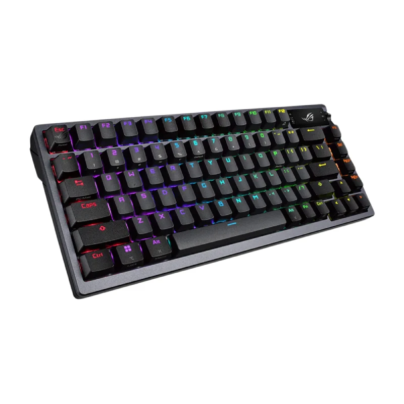 لوحة مفاتيح ألعاب ميكانيكية لاسلكية أسوس آر أو جي أزوت 75% RGB، DIY، EN/AR، Gunmetal