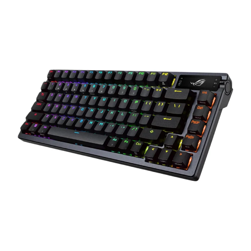 لوحة مفاتيح ألعاب ميكانيكية لاسلكية أسوس آر أو جي أزوت 75% RGB، DIY، EN/AR، Gunmetal