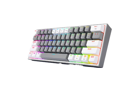 لوحة مفاتيح ألعاب ميكانيكية ريدراجون فيز برو K616GW-RGB بثلاثة أوضاع، باللون الرمادي/الأبيض