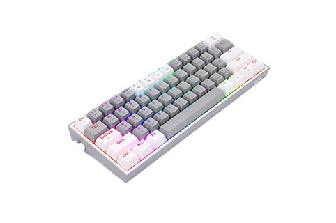 لوحة مفاتيح ألعاب ميكانيكية ريدراجون فيز برو K616GW-RGB بثلاثة أوضاع، باللون الرمادي/الأبيض