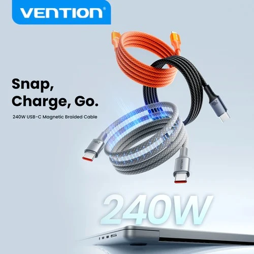 Vention Magnetic Cable USB 2.0 C Male to C Male Cable - 1 Meter / Orange