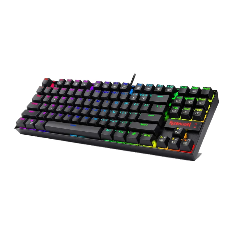لوحة مفاتيح ميكانيكية ريدراجون كومارا K552، TKL، سلكية، RGB، سوداء بمفاتيح زرقاء، 87 مفتاحًا، باللون الأسود