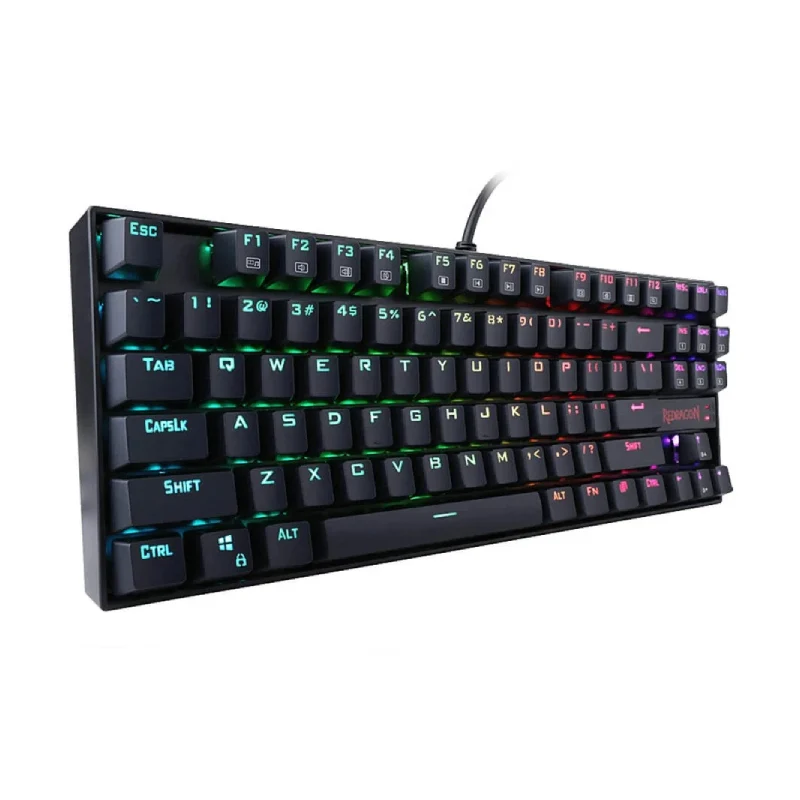 لوحة مفاتيح ميكانيكية ريدراجون كومارا K552، TKL، سلكية، RGB، سوداء بمفاتيح زرقاء، 87 مفتاحًا، باللون الأسود