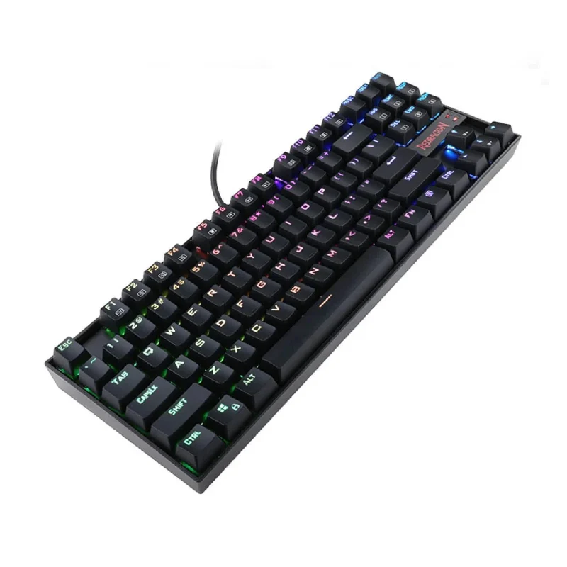 لوحة مفاتيح ميكانيكية ريدراجون كومارا K552، TKL، سلكية، RGB، سوداء بمفاتيح زرقاء، 87 مفتاحًا، باللون الأسود