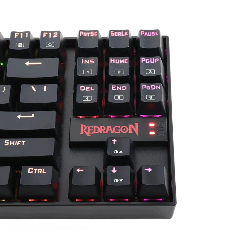 لوحة مفاتيح ميكانيكية ريدراجون كومارا K552، TKL، سلكية، RGB، سوداء بمفاتيح زرقاء، 87 مفتاحًا، باللون الأسود
