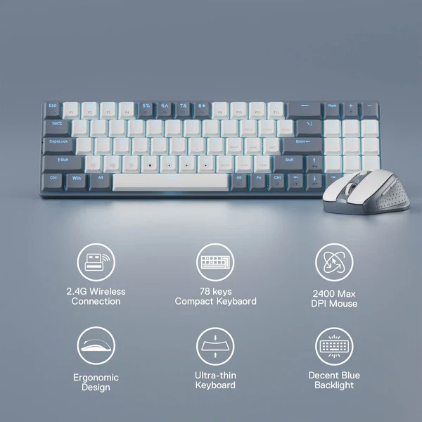 Redragon BS8772 Wireless Keyboard and Mouse Combo - Ash Grey