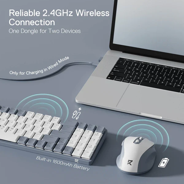 Redragon BS8772 Wireless Keyboard and Mouse Combo - Ash Grey
