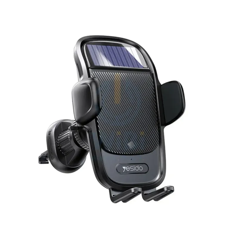 Yesido C164 Solar Power Clip Phone Holder - 110mAh / 2 Amps - Black