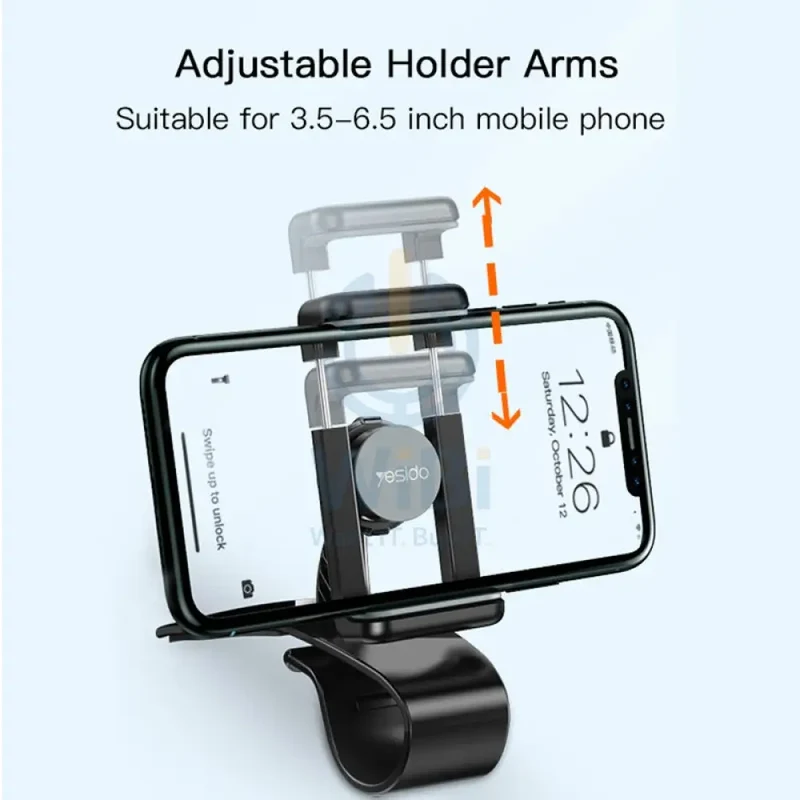 Yesido C103 Dashboard Spring Clip Phone Holder - Black