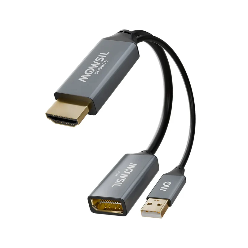محول Mowsil HDMI إلى ديسبلاي بورت، 4K، فضي