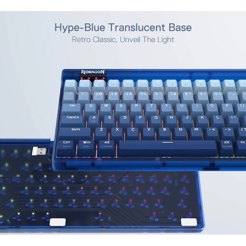 لوحة مفاتيح ميكانيكية ريدراجون جارين K656WB-RGB-PRO، بحجم 90%، بلوتوث، سلكية، بطارية بسعة 3000 مللي أمبير، باللون البنفسجي