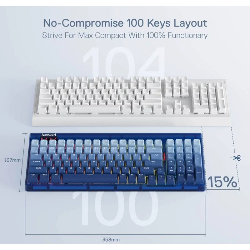 لوحة مفاتيح ميكانيكية ريدراجون جارين K656WB-RGB-PRO، بحجم 90%، بلوتوث، سلكية، بطارية بسعة 3000 مللي أمبير، باللون البنفسجي