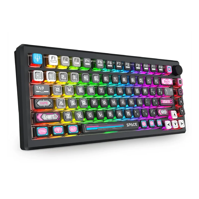 لوحة مفاتيح ميكانيكية لاسلكية ريدراجون K732MC RGB برو أورانوس برو بلاك TKL من الألومنيوم بتثبيت جا سكت - بلوتوث / سلكية / 4000 مللي أمبير ساعة / أسود