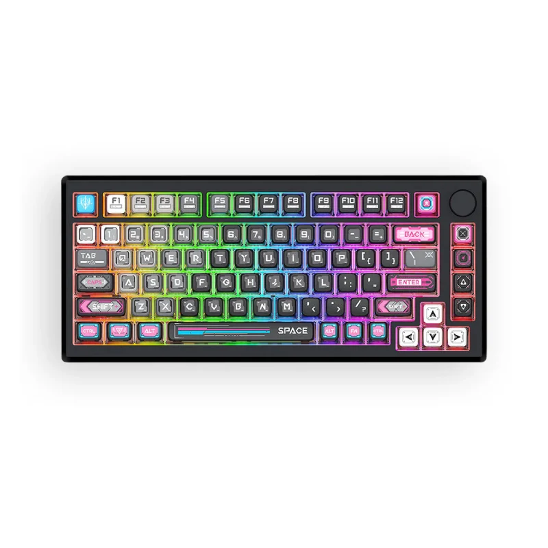 لوحة مفاتيح ميكانيكية لاسلكية ريدراجون K732MC RGB برو أورانوس برو بلاك TKL من الألومنيوم بتثبيت جا سكت - بلوتوث / سلكية / 4000 مللي أمبير ساعة / أسود