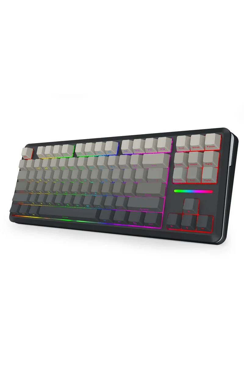 لوحة مفاتيح ميكانيكية ريدراجون K734SP RGB برو وايلد سلاش تشاركول TKL، بتركيب جاسكيت، لاسلكية، باللون الفحمي