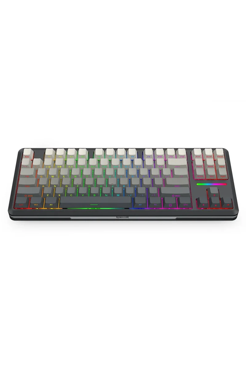 لوحة مفاتيح ميكانيكية ريدراجون K734SP RGB برو وايلد سلاش تشاركول TKL، بتركيب جاسكيت، لاسلكية، باللون الفحمي