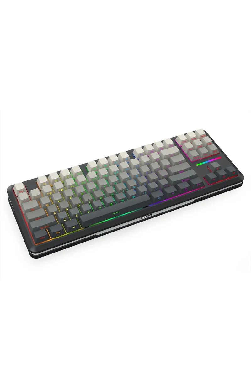 لوحة مفاتيح ميكانيكية ريدراجون K734SP RGB برو وايلد سلاش تشاركول TKL، بتركيب جاسكيت، لاسلكية، باللون الفحمي