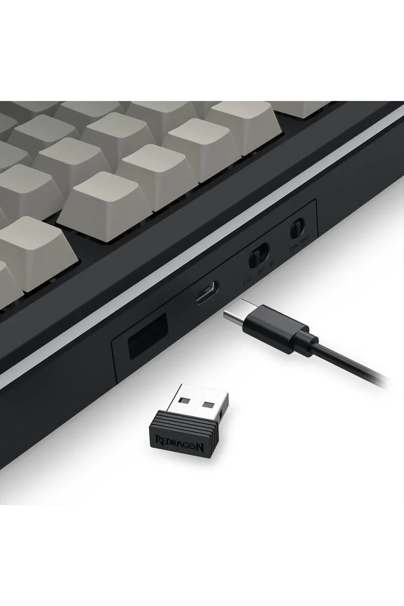 لوحة مفاتيح ميكانيكية ريدراجون K734SP RGB برو وايلد سلاش تشاركول TKL، بتركيب جاسكيت، لاسلكية، باللون الفحمي
