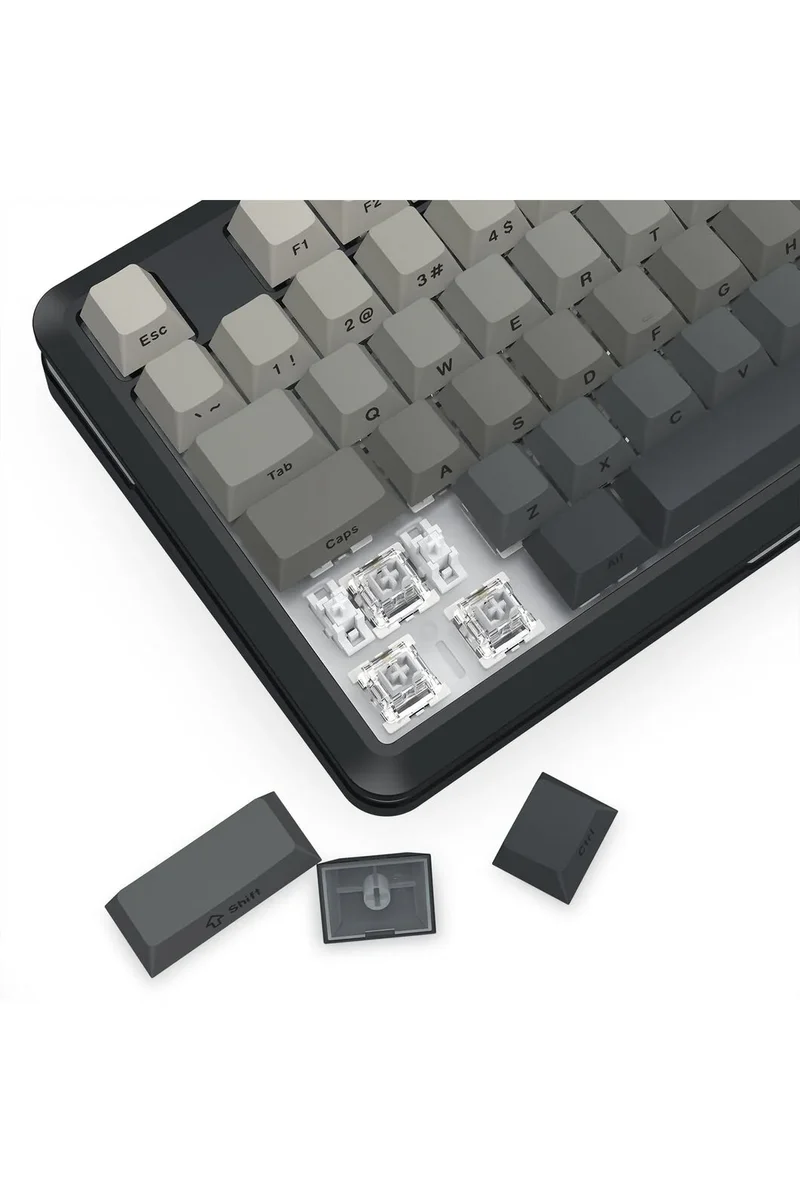 لوحة مفاتيح ميكانيكية ريدراجون K734SP RGB برو وايلد سلاش تشاركول TKL، بتركيب جاسكيت، لاسلكية، باللون الفحمي