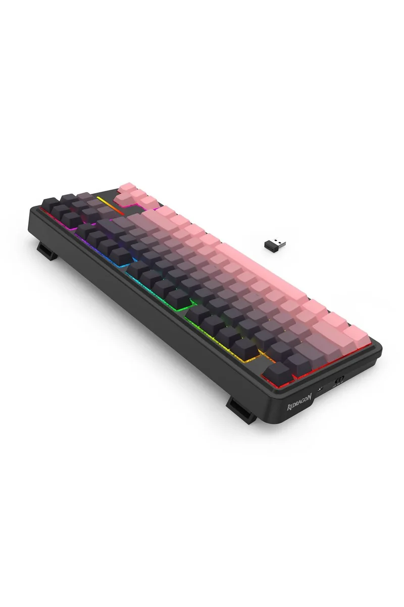 لوحة مفاتيح ميكانيكية لاسلكية ريدراجون K728SP RGB برو أنطونيوم برو بينك للألعاب - تصميم TKL / وردي