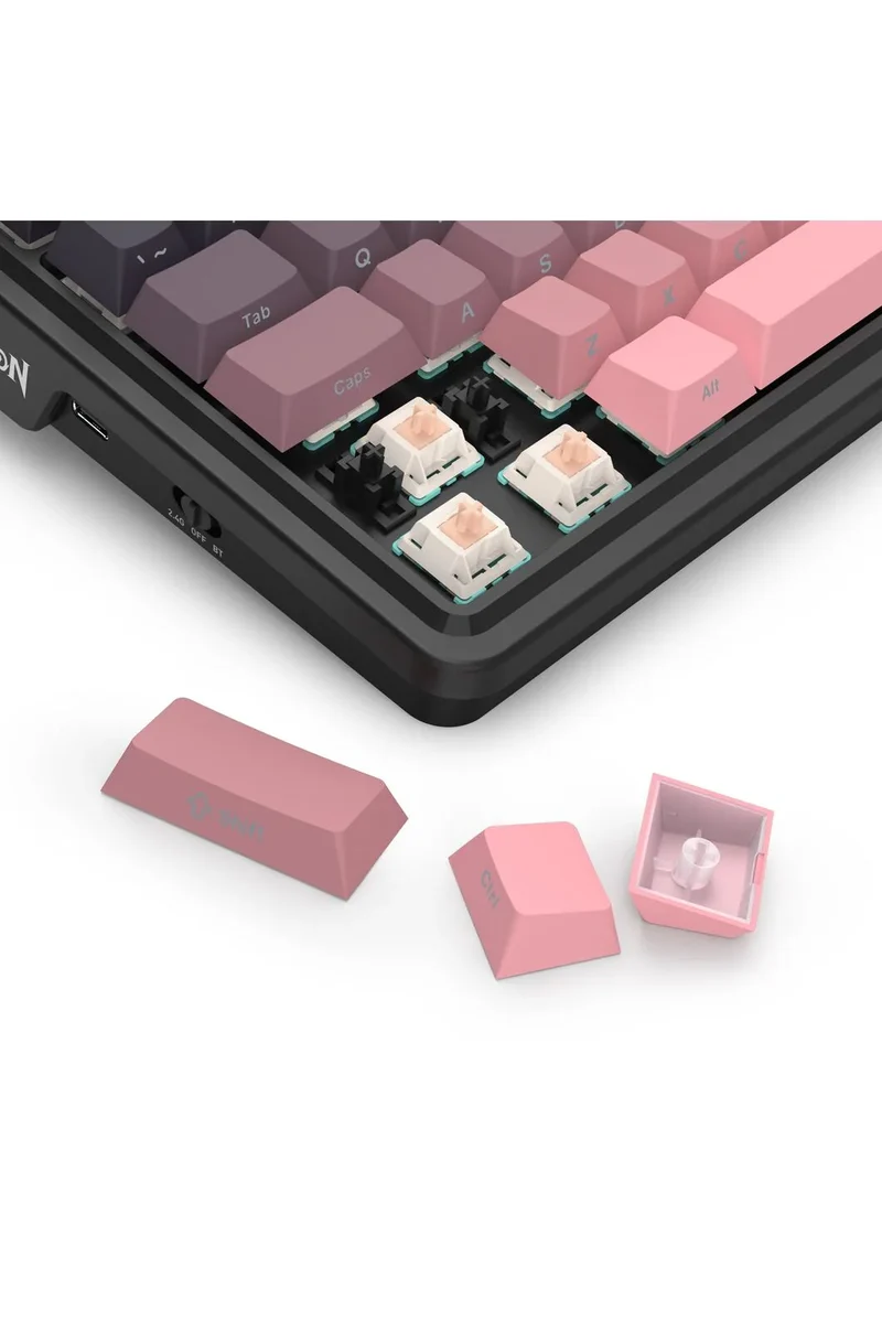 لوحة مفاتيح ميكانيكية لاسلكية ريدراجون K728SP RGB برو أنطونيوم برو بينك للألعاب - تصميم TKL / وردي