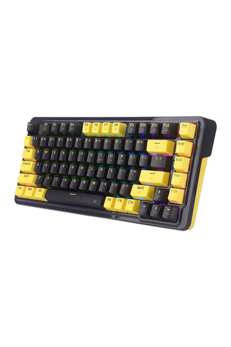 لوحة مفاتيح ألعاب ميكانيكية ريدراجون K649PY ‏RGB إلف بلاك بحجم 75% وتركيب بحشية - إلف بلاك