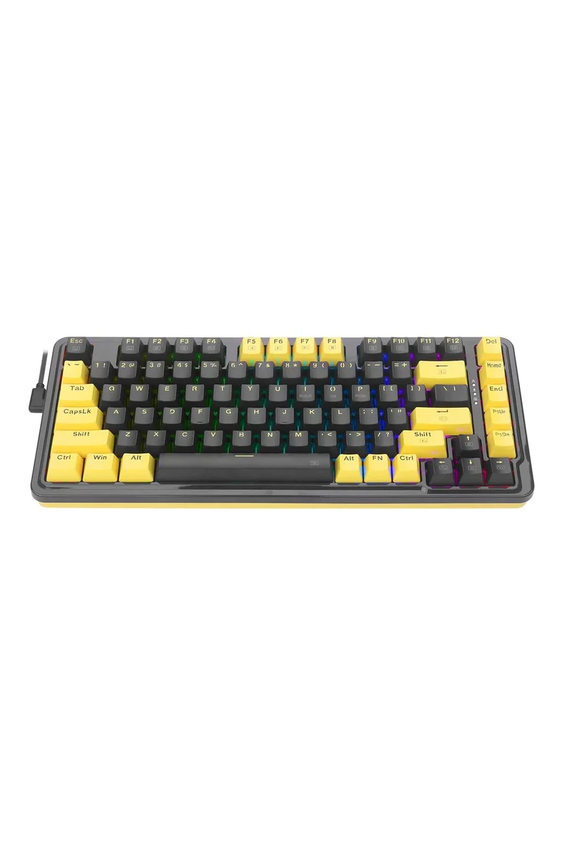 لوحة مفاتيح ألعاب ميكانيكية ريدراجون K649PY ‏RGB إلف بلاك بحجم 75% وتركيب بحشية - إلف بلاك