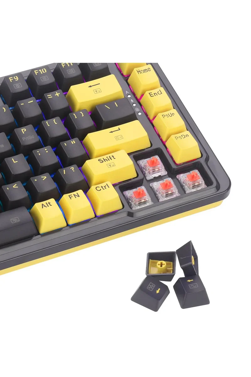 لوحة مفاتيح ألعاب ميكانيكية ريدراجون K649PY ‏RGB إلف بلاك بحجم 75% وتركيب بحشية - إلف بلاك