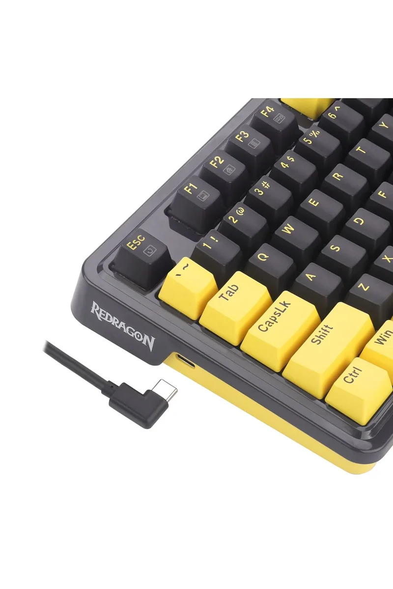 لوحة مفاتيح ألعاب ميكانيكية ريدراجون K649PY ‏RGB إلف بلاك بحجم 75% وتركيب بحشية - إلف بلاك