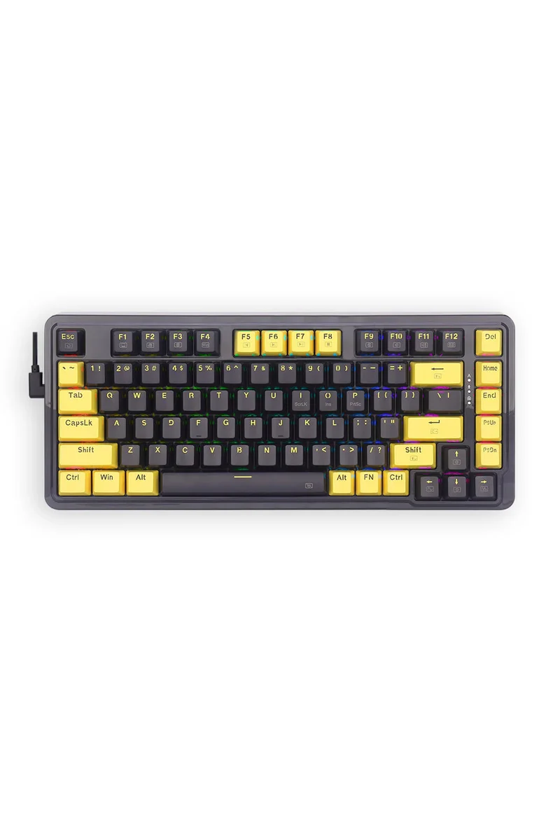 لوحة مفاتيح ألعاب ميكانيكية ريدراجون K649PY ‏RGB إلف بلاك بحجم 75% وتركيب بحشية - إلف بلاك