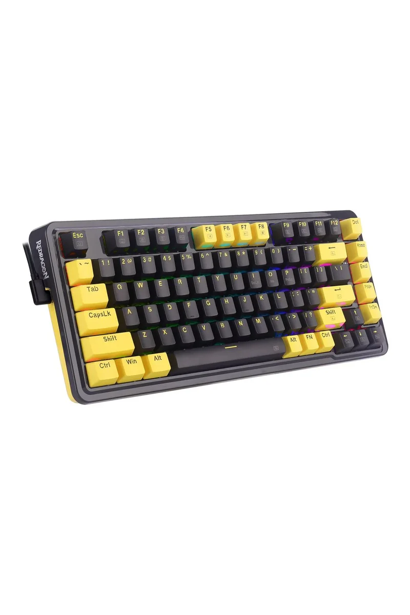 لوحة مفاتيح ألعاب ميكانيكية ريدراجون K649PY ‏RGB إلف بلاك بحجم 75% وتركيب بحشية - إلف بلاك