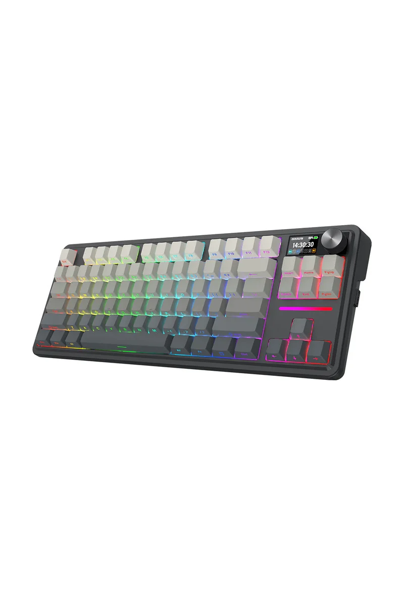 لوحة مفاتيح ألعاب ميكانيكية ريدراجون K743SP-RGB-PRO أنطونيوم بشاشة LCD - تصميم 75% / إضاءة RGB قابلة للتخصيص / رمادي