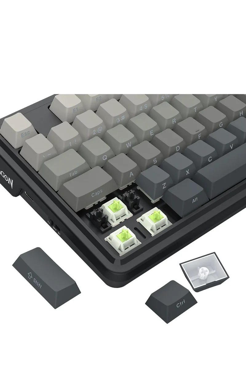 لوحة مفاتيح ألعاب ميكانيكية ريدراجون K743SP-RGB-PRO أنطونيوم بشاشة LCD - تصميم 75% / إضاءة RGB قابلة للتخصيص / رمادي