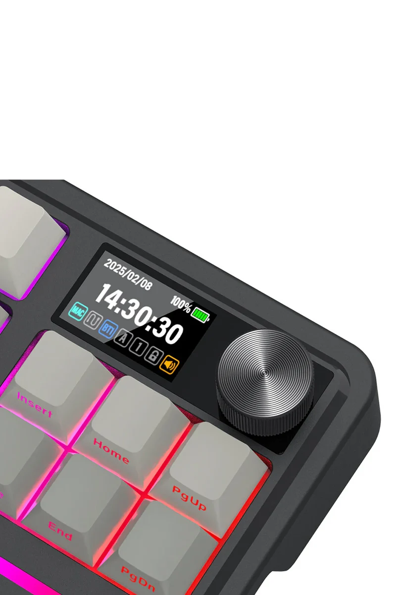 لوحة مفاتيح ألعاب ميكانيكية ريدراجون K743SP-RGB-PRO أنطونيوم بشاشة LCD - تصميم 75% / إضاءة RGB قابلة للتخصيص / رمادي