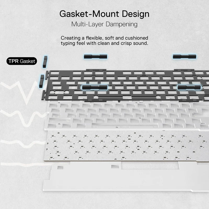 Redragon K649 ELF PRO 3-Mode RGB Mechanical Keyboard - Wired / Wireless / 82 Keys / Transparent Black- Keyboard