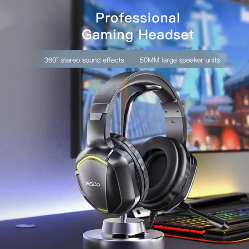 Yesido EK01 Gaming HeadPhone With Microphone - 1.2M / 3.5mm Jack / USB - Black