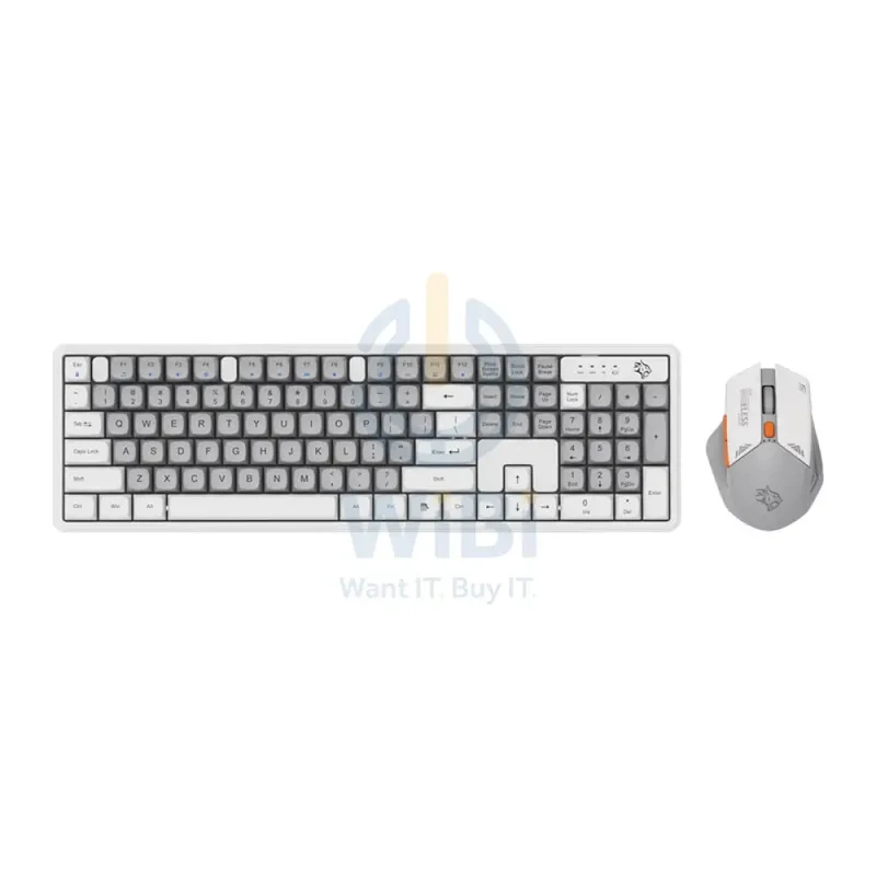Porodo Gaming Wireless Keyboard Mouse Set - 2.4 GHz / 104 Keys / 1600 DPI / Arabic/English - White / B