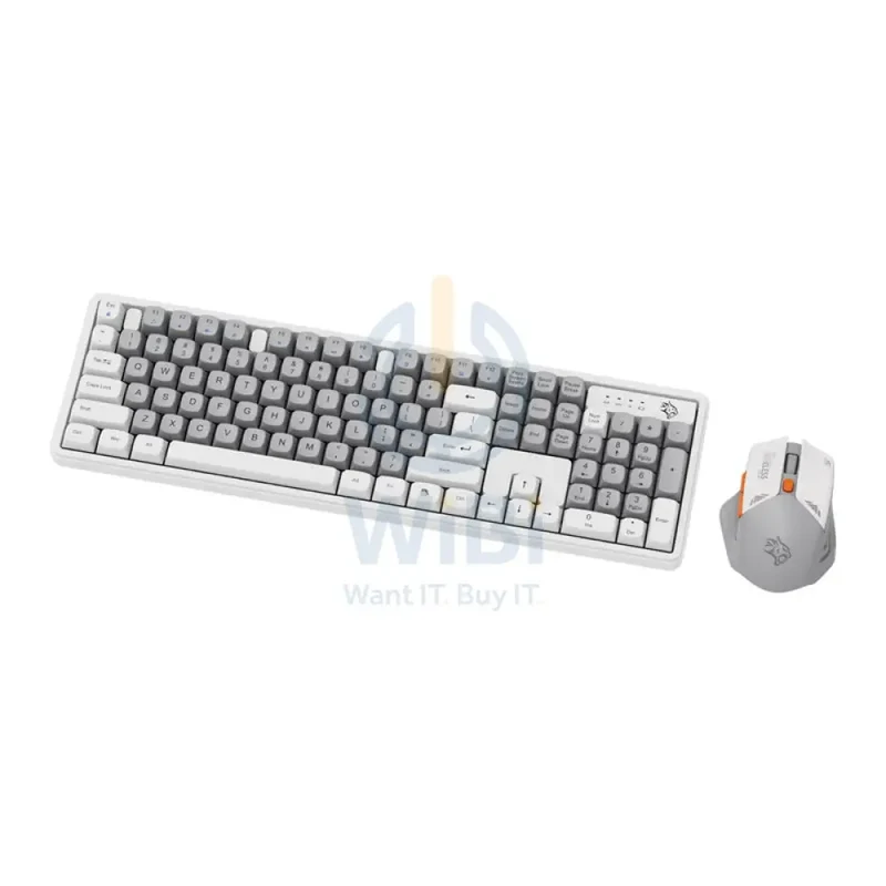 Porodo Gaming Wireless Keyboard Mouse Set - 2.4 GHz / 104 Keys / 1600 DPI / Arabic/English - White / B