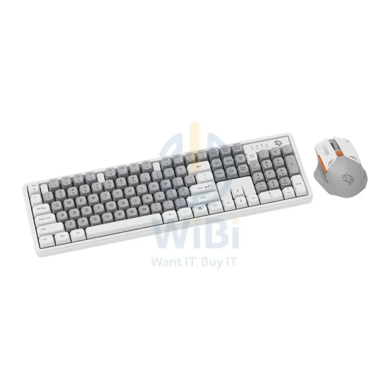 Porodo Gaming Wireless Keyboard Mouse Set - 2.4 GHz / 104 Keys / 1600 DPI / Arabic/English - White / B