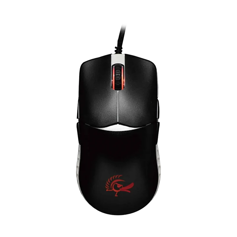 ماوس ألعاب خفيف الوزن داكي فيذر RGB سلكي، مفاتيح هوانو الزرقاء، باللون الأسود/الأبيض